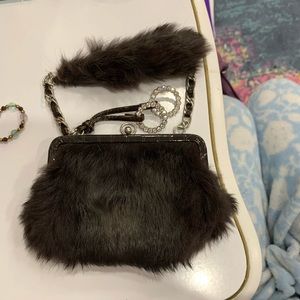 Vintage Bebe fur small clutch purse bag